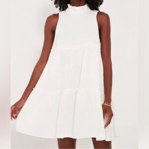 Pomander Place | NEW White Lightweight Gauze Morgan Mock Neck Mini Dress Size XL